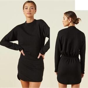 Monrow Super Soft Casual Fleece
Sweatshirt Dress Size Medium Black Sporty Casual